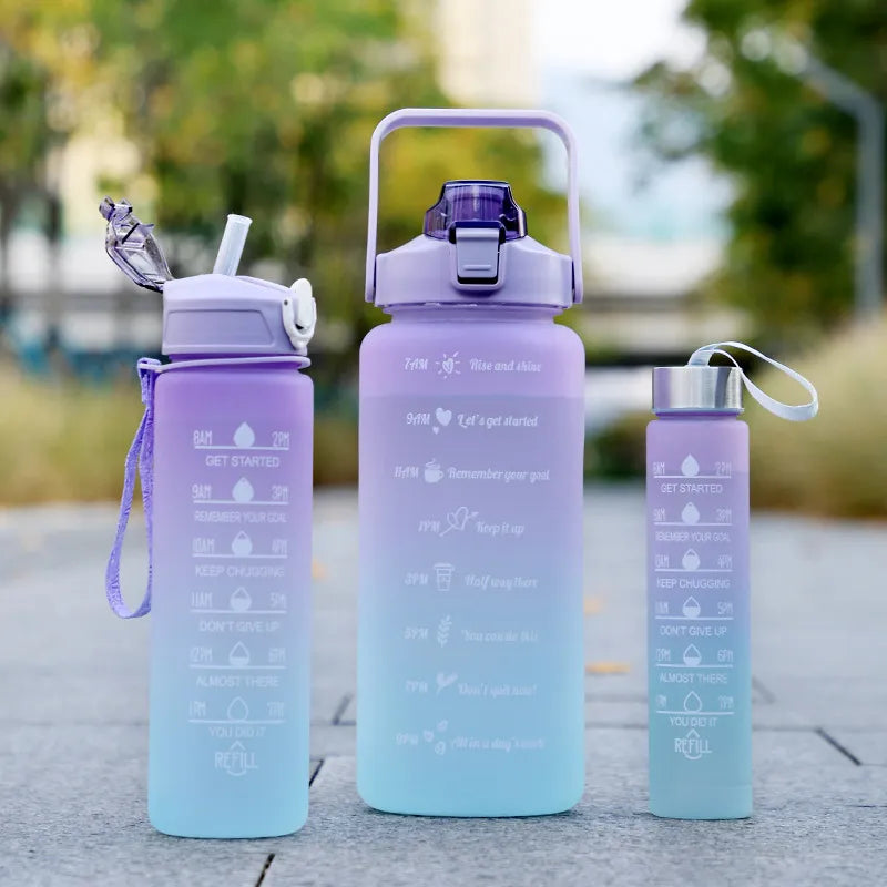 Sports water bottle with time marker