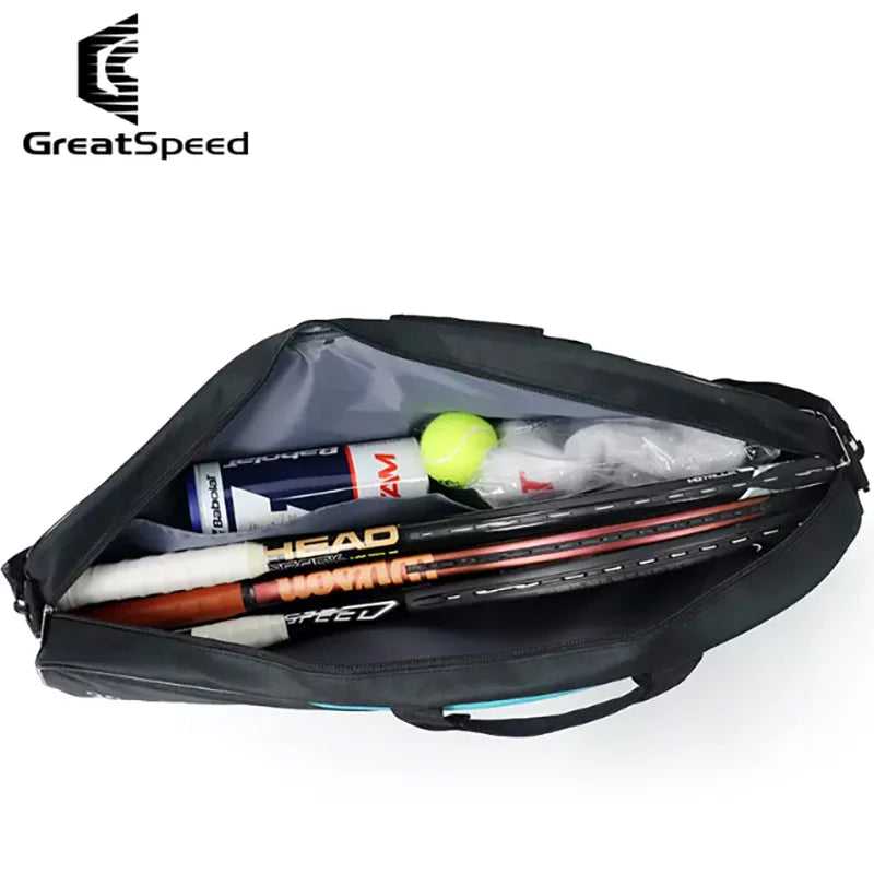 2024 New GREATSPEED 3pcs Tennis Badminton Raquet Sports Bag One Shoulder Pack Men Women Simple Racket Bags