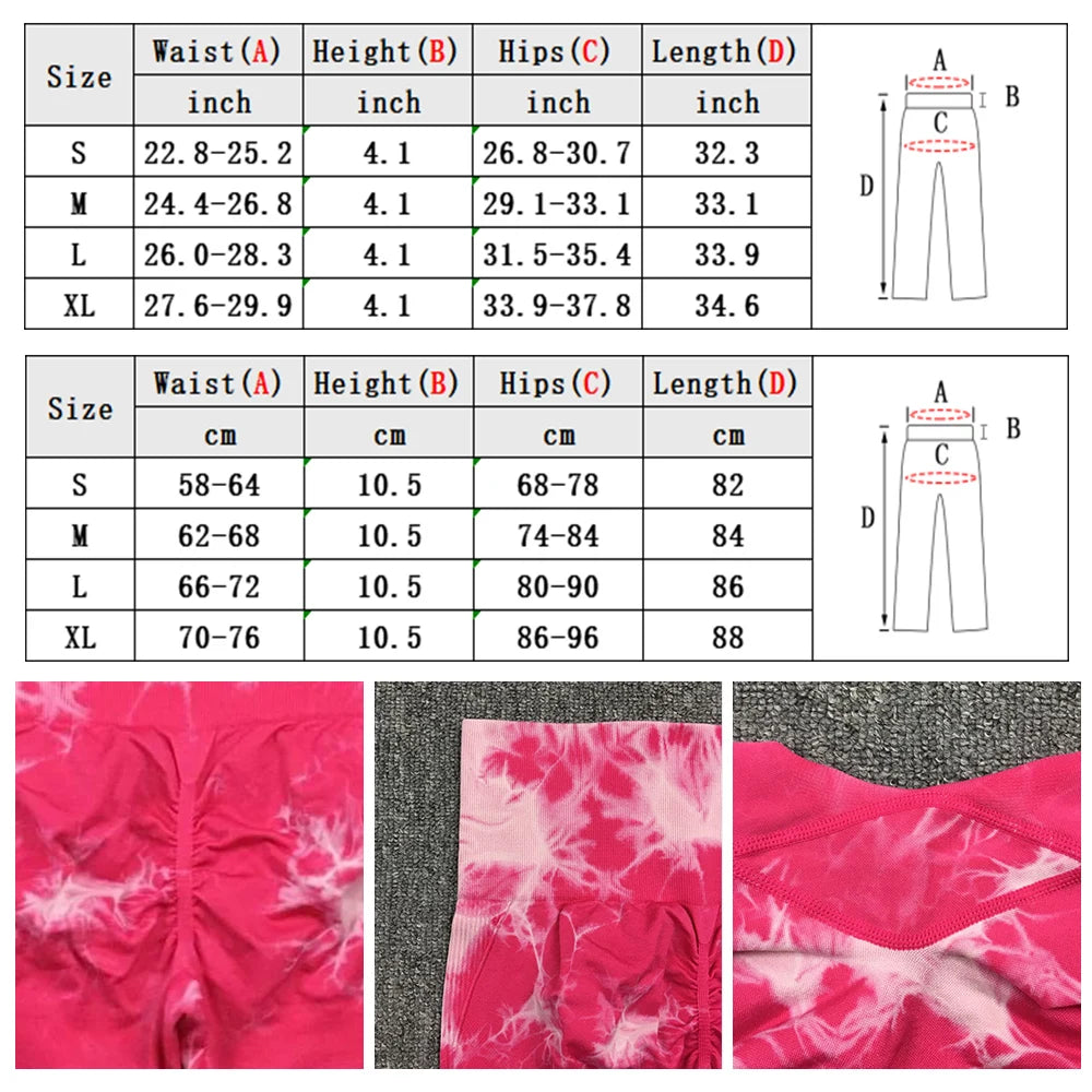 Seamless Tie Dye Bleach Print Sports Leggings Women Elastic Push Up Yoga Pants Running Leggings