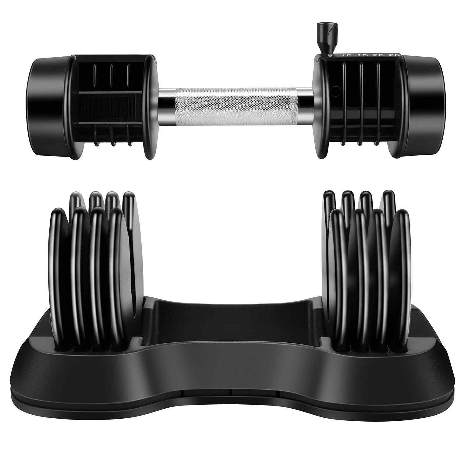 Adjustable Dumbbell Barbell 25 lbs Weight with Handle and Weight Plate for Gym and Home