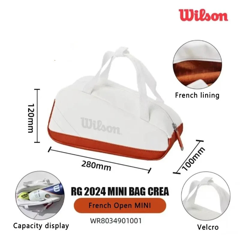 Wilson Tennis Racket Bag Small Hand Bag French Open Co-Branded Model Tennis Accessories Bag Mini Travel Bag Racquet Sports