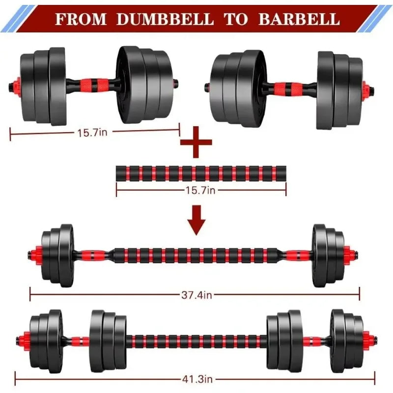 Adjustable Dumbbell Sets (Set of 2 Dumbbells) Convertible to Barbell