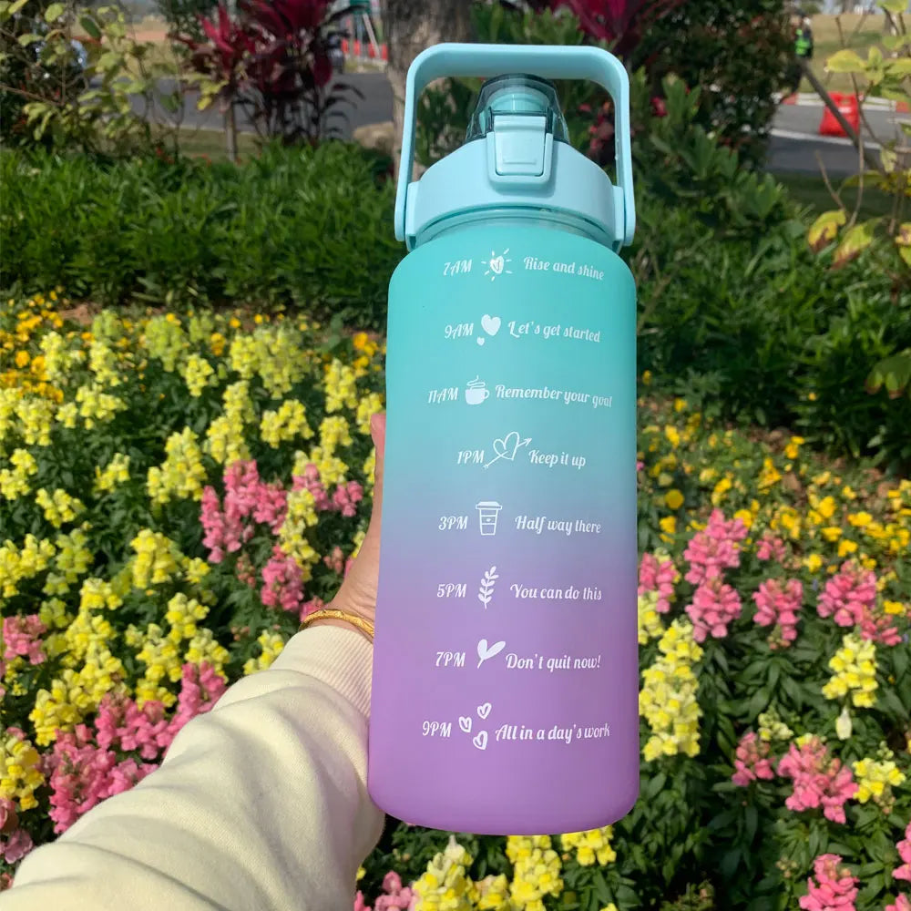 Sports water bottle with time marker