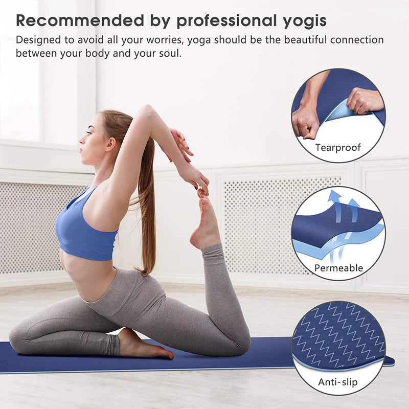 Yoga Mat With Position Line 6mm Non-Slip Double Layer Sports Exercise Pad For Beginner Home Gym Fitness Gymnastics Pilates