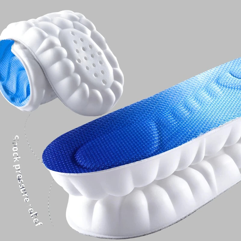 4D Cloud Technology Sports Insoles for Shoes PU Sole Soft Breathable Shock Absorption Cushion Running Orthopedic Care Insoles